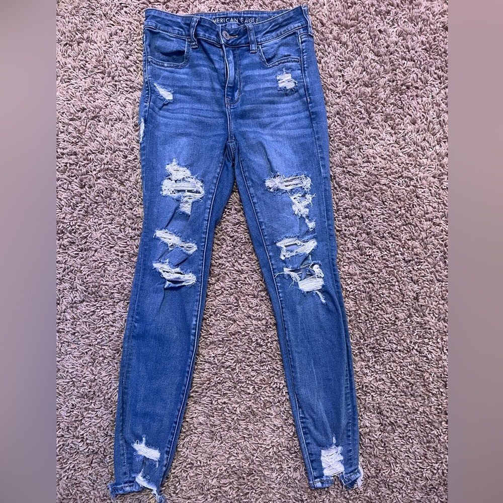 High level stretch American eagle ripped jeans